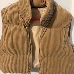 Tan Corduroy Puffer Vest